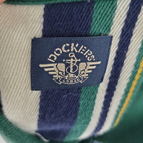 Vintage Dockers Polo Shirt Men’s Small Striped Long Sleeve 90s Made In USA - Picture 4 of 8